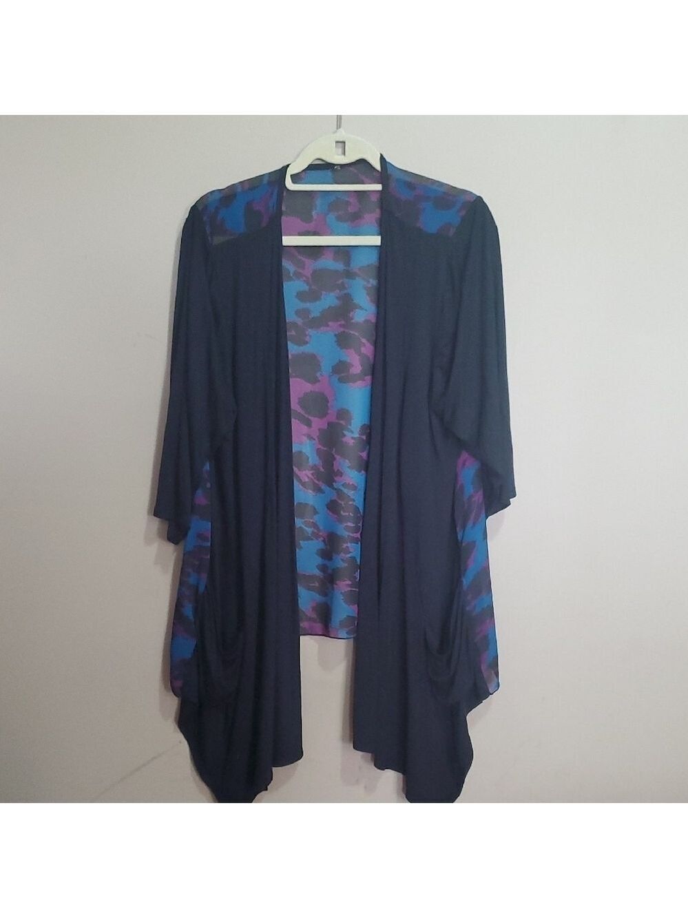 Women's Blue and Purple Open Front Sweater Size Xl